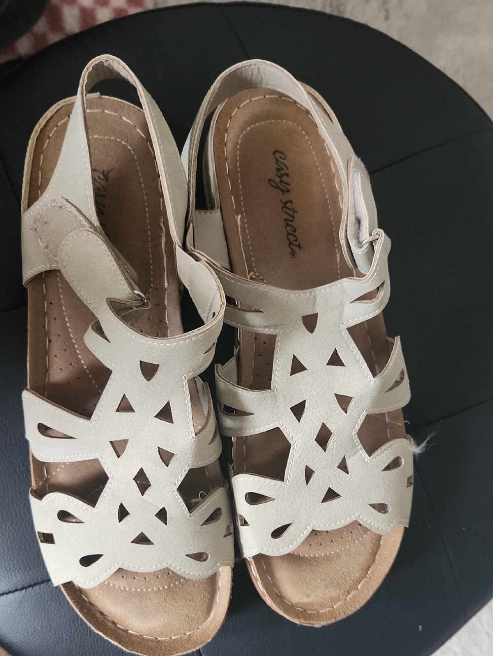 easy street Ivory Cutout Slingback Sandals